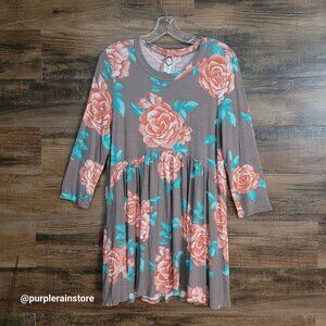 Honeyme Floral Baby Doll Tunic Top M Ethereal Country Girl Gardencore